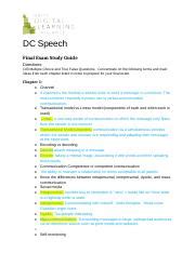 Read Speech Final Exam Study Guide 