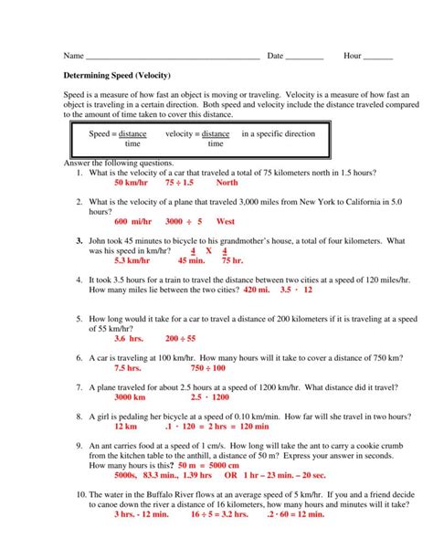Speed And Velocity Calculations Worksheet Live Worksheets Velocity Worksheet Grade 6 - Velocity Worksheet Grade 6