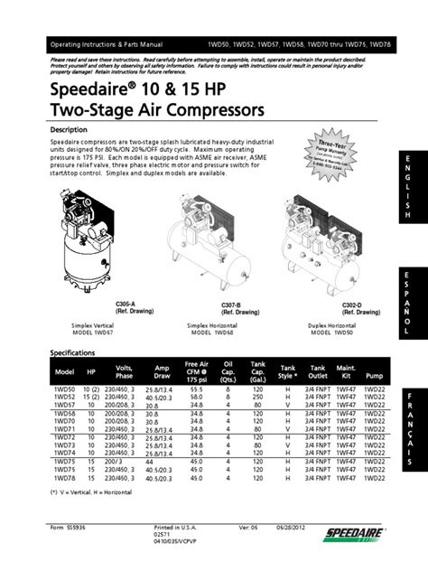 Full Download Speedaire Compressor Manuals 