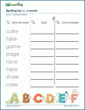 Spelling Lists Split Digraphs K5 Learning Digraphs Worksheet 1st Grade - Digraphs Worksheet 1st Grade