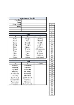 Spelling Mastery Placement Test