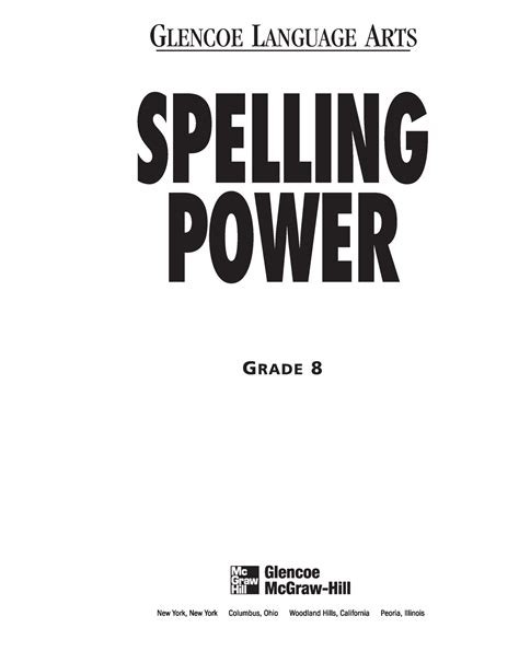 Spelling Power Grade 8   Glencoe Language Arts Spelling Power Workbook Grade 8 - Spelling Power Grade 8