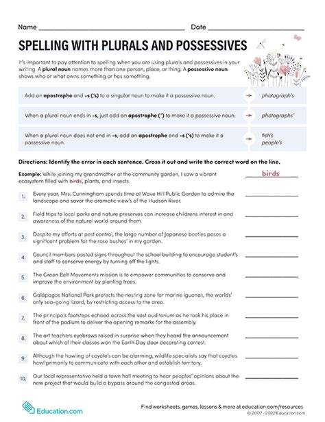 Spelling With Plurals And Possessives 2 Interactive Worksheet Plurals And Possessives Worksheet - Plurals And Possessives Worksheet