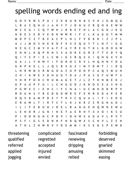 spelling words ending ed and ing Word Search WordMint