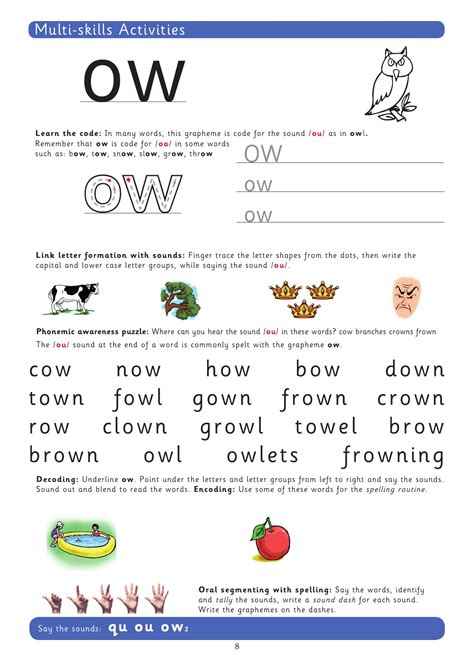 Spelling Worksheets For Words With Ow And Ou Ou And Ow Words - Ou And Ow Words