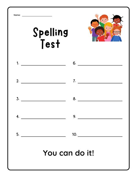Read Online Spelling Test Paper Printable Kindergarten 