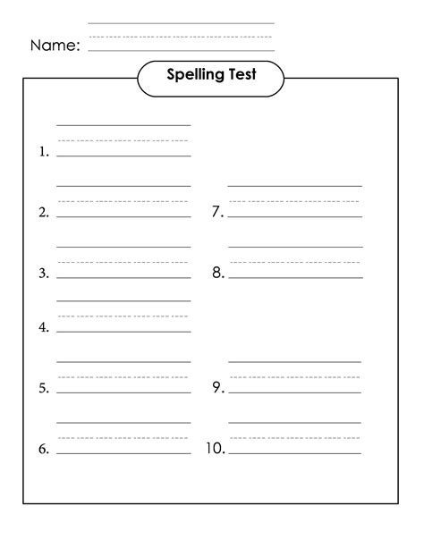 Read Spelling Test Writing Paper 