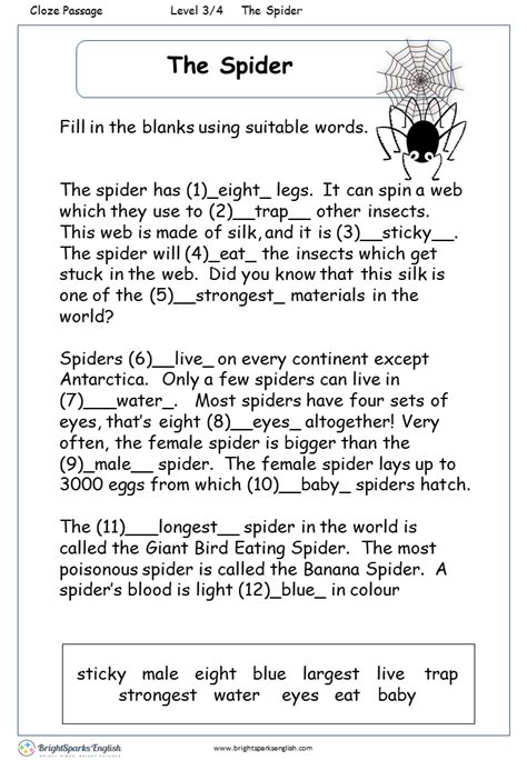 Spider Reading Comprehension Activities For 2nd 3rd And Spiders Worksheet 4th Grade - Spiders Worksheet 4th Grade