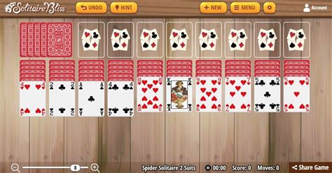 spider solitaire bliss 2 suits