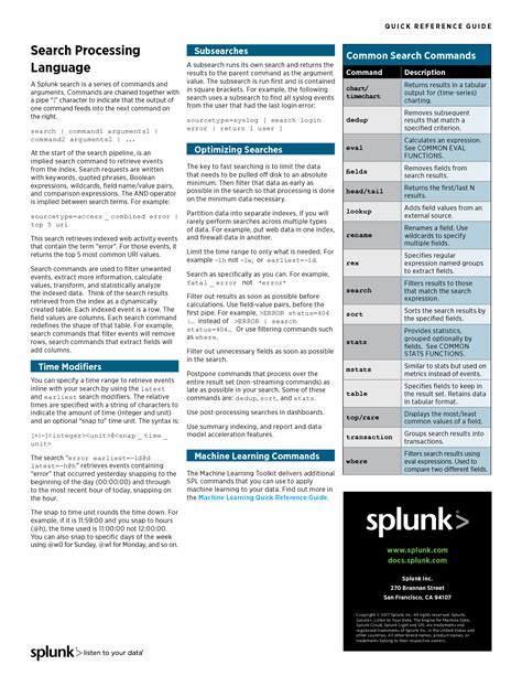Full Download Splunk Search Reference Guide 