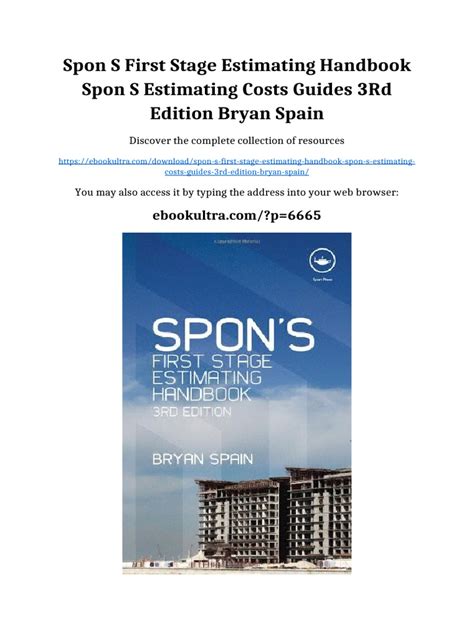 Spon S First Stage Estimating Handbook Spon S Estimating Costs Guides 3rd Edition