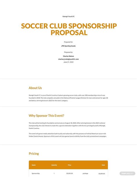 Download Sponsor Proposal For Soccer Academy 