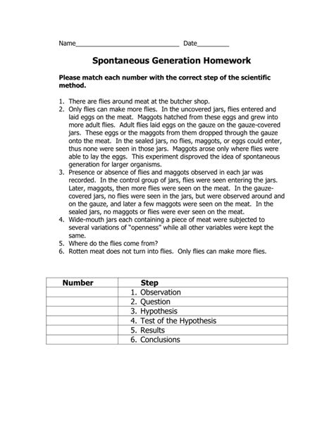 Spontaneous Generation Worksheet   Christian Home Bible Course Lesson 2 - Spontaneous Generation Worksheet