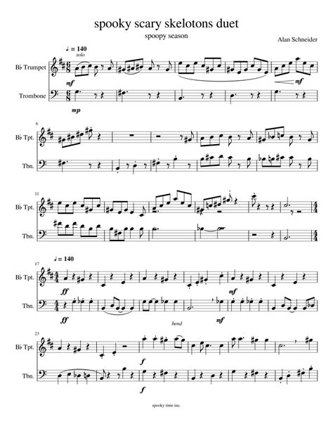 spooky scary skelotons duet Sheet music for Trumpet (In B Flat
