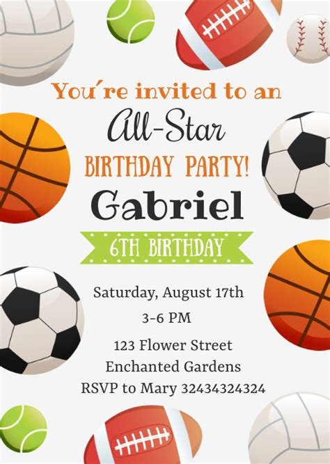 Sports Theme Invitation Template