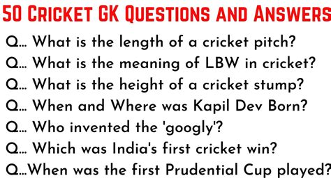 Read Sports Quiz General Questions And Answers On Cricket 