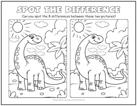 Spot The Difference Puzzles Printable   Dinosaur Spot The Difference Picture Puzzle Print It - Spot The Difference Puzzles Printable