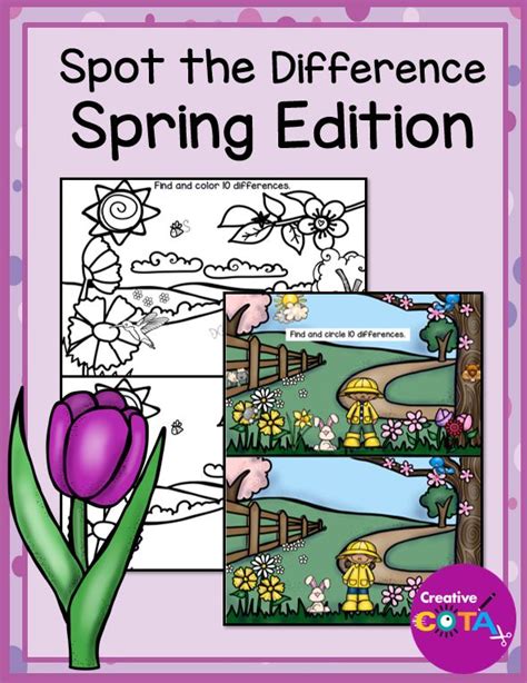 Spot The Difference Spring Teaching Resources Tpt Spring Spot The Difference Printable - Spring Spot The Difference Printable