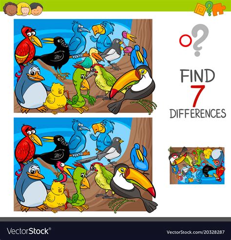 Spot The Differences Five Birds Marias Place Printable Find The Differences - Printable Find The Differences