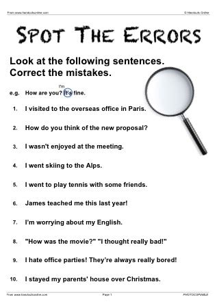 Spot The Grammatical Errors Activity For 6th 8th Grammatical Errors Worksheet 1st Grade - Grammatical Errors Worksheet 1st Grade