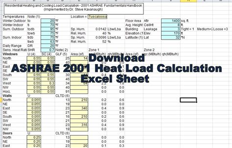 Read Online Spreadsheet For Cooling Load Calculation Excel 