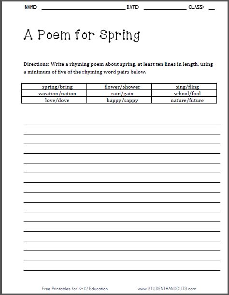 Spring Activities Poetry Writing Poems Distance Learning Poem Writing Activity - Poem Writing Activity