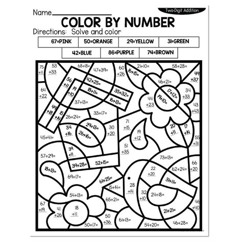 Spring Color By Number And Addition Worksheet For Color By Number Addition - Color By Number Addition