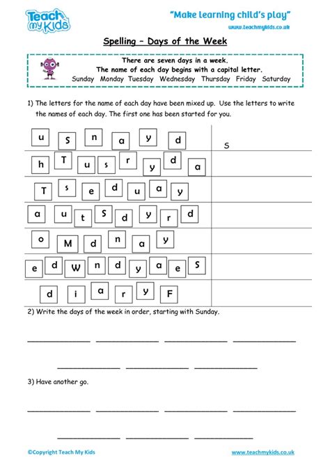 Spring Into Spelling Days Of The Week Worksheet Spelling Days Of The Week Worksheets - Spelling Days Of The Week Worksheets
