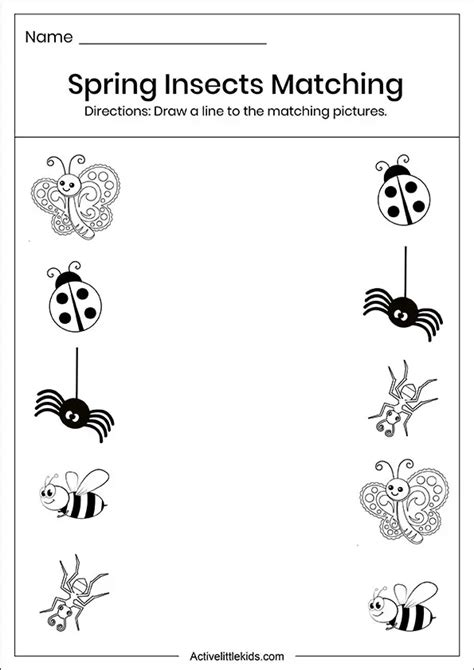 Spring Matching Worksheets For Preschool Active Little Kids Matching Preschool Worksheets - Matching Preschool Worksheets