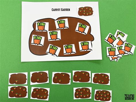 Spring Preschool Math Carrot Garden Counting Mats Teach Math Carrot - Math Carrot