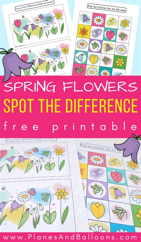 Spring Spot The Difference Activities Planes Amp Balloons Spring Spot The Difference Printable - Spring Spot The Difference Printable