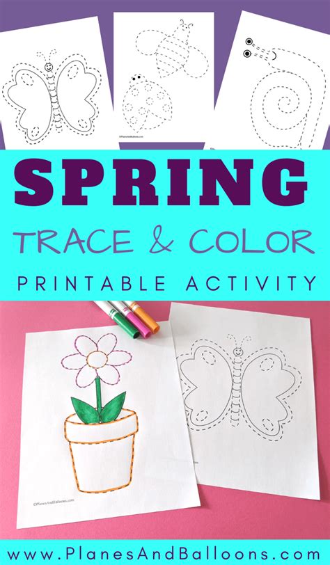 Spring Tracing Worksheets For Preschoolers Planes Amp Balloons Preschool Spring Worksheets - Preschool Spring Worksheets