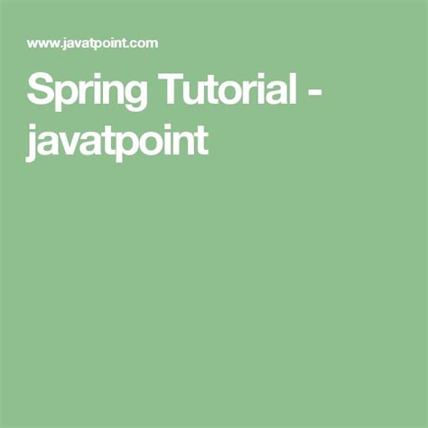 Spring Tutorial Javatpoint
