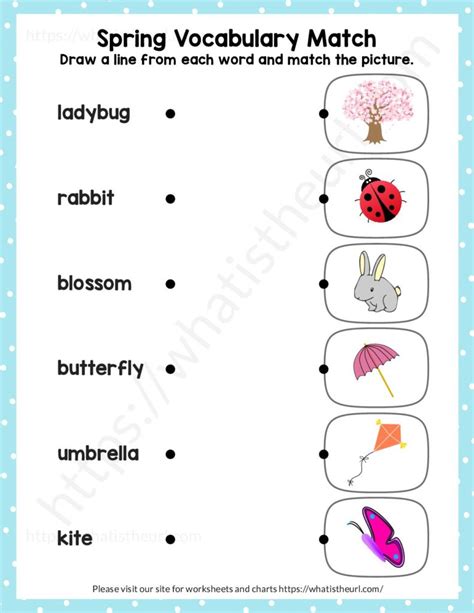 Spring Vocabulary Match Your Home Teacher Matching Vocabulary Worksheet - Matching Vocabulary Worksheet