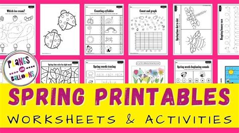Spring Worksheets Free Printable Pdf Planes Amp Balloons Preschool Spring Worksheets - Preschool Spring Worksheets