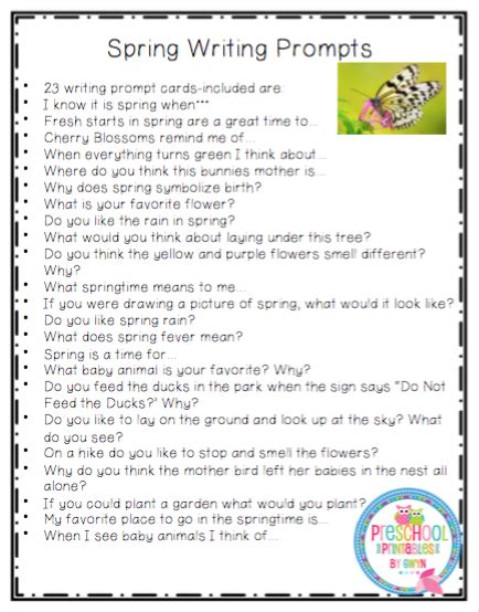 Spring Writing Prompts 3rd Grade   Spring Writing Prompts For First Grade Planning Playtime - Spring Writing Prompts 3rd Grade