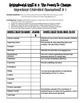 Springboard Embedded Assessment Character Analysis