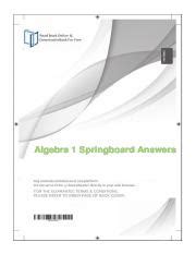 Read Online Springboard Algebra 1Unit 1 Answers 