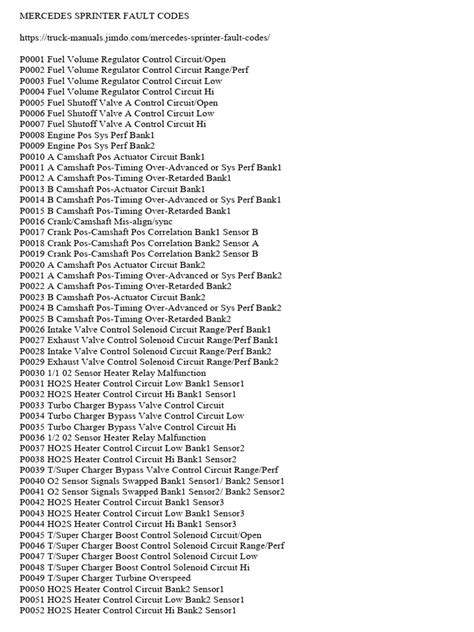 Read Online Sprinter Fault Codes And Manual Erjv 