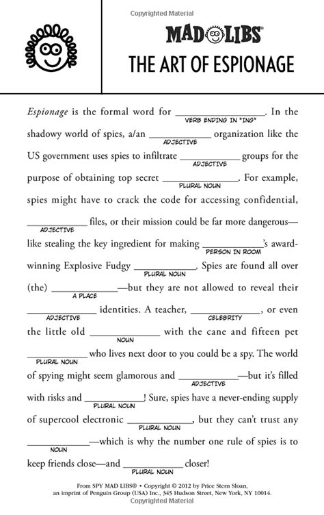 Spy Mad Libs