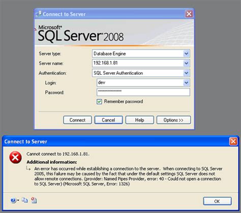 sql driver connect failed spss