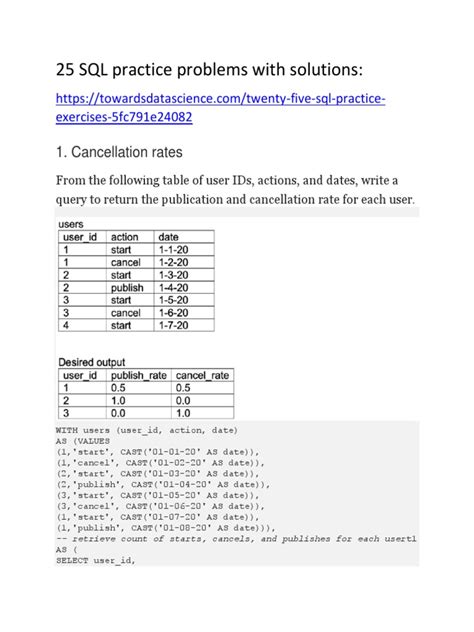 Sql Practice Exercises With Solutions