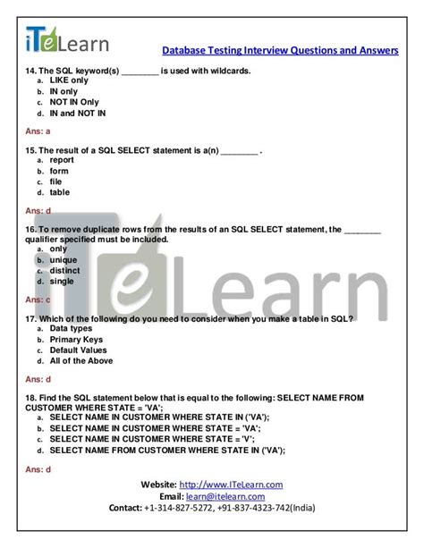 Download Sql Database Testing Interview Questions And Answers 