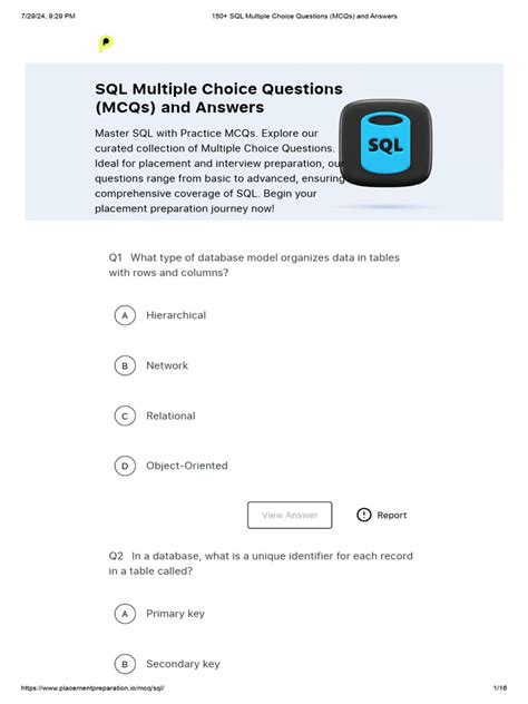 Read Online Sql Multiple Choice Questions And Answers 