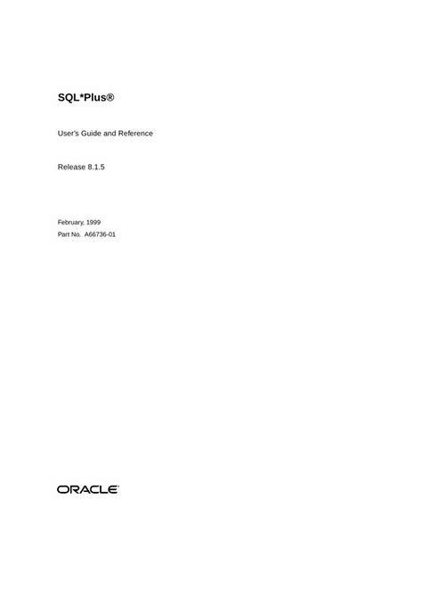 Full Download Sqlplus Users Guide And Reference 