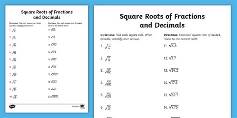 Square Roots As Fractions
