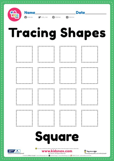 Square Worksheet Preschool   Shape Tracing Worksheets For Preschoolers Free Printable Bright - Square Worksheet Preschool