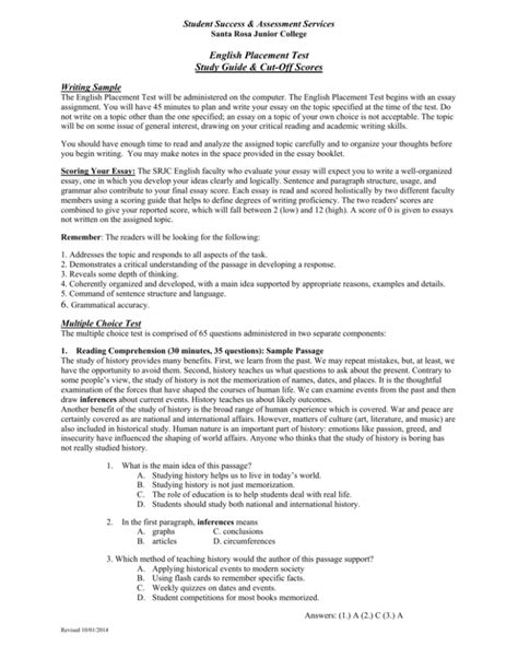 Download Srjc English Placement Test Study Guide 