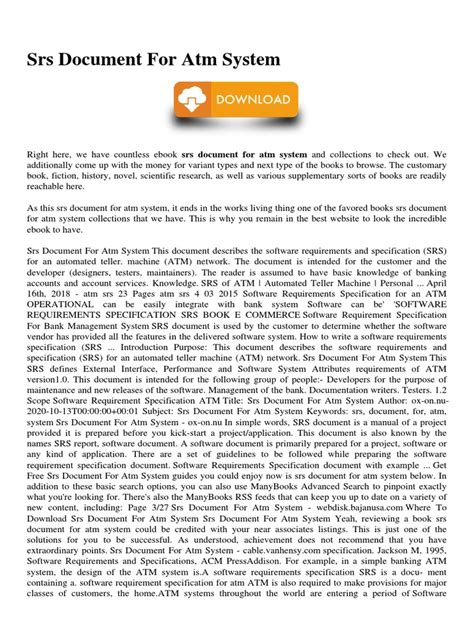 Srs Document For Atm System