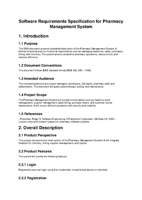 Srs Document For Pharmacy Management System